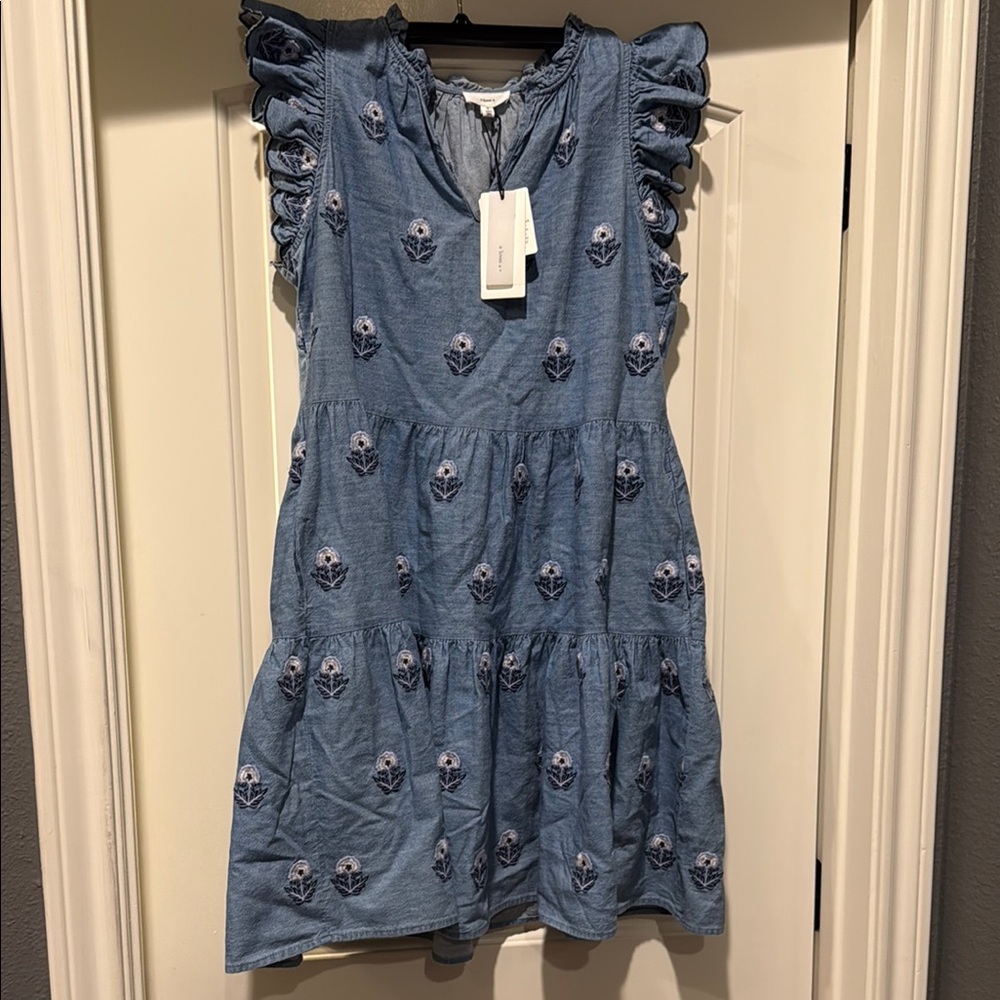 Blue Ruffled Sleeveless Dress